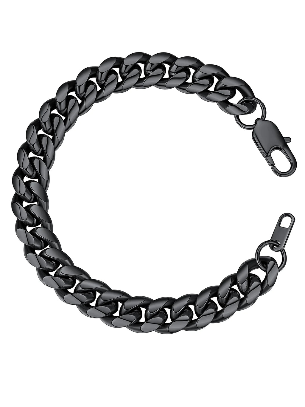 Black Bracelet for Men Chunky Cuban Bracelet 10MM 7.5 Inch Chain Bracelet Stainless Steel Gift for Him